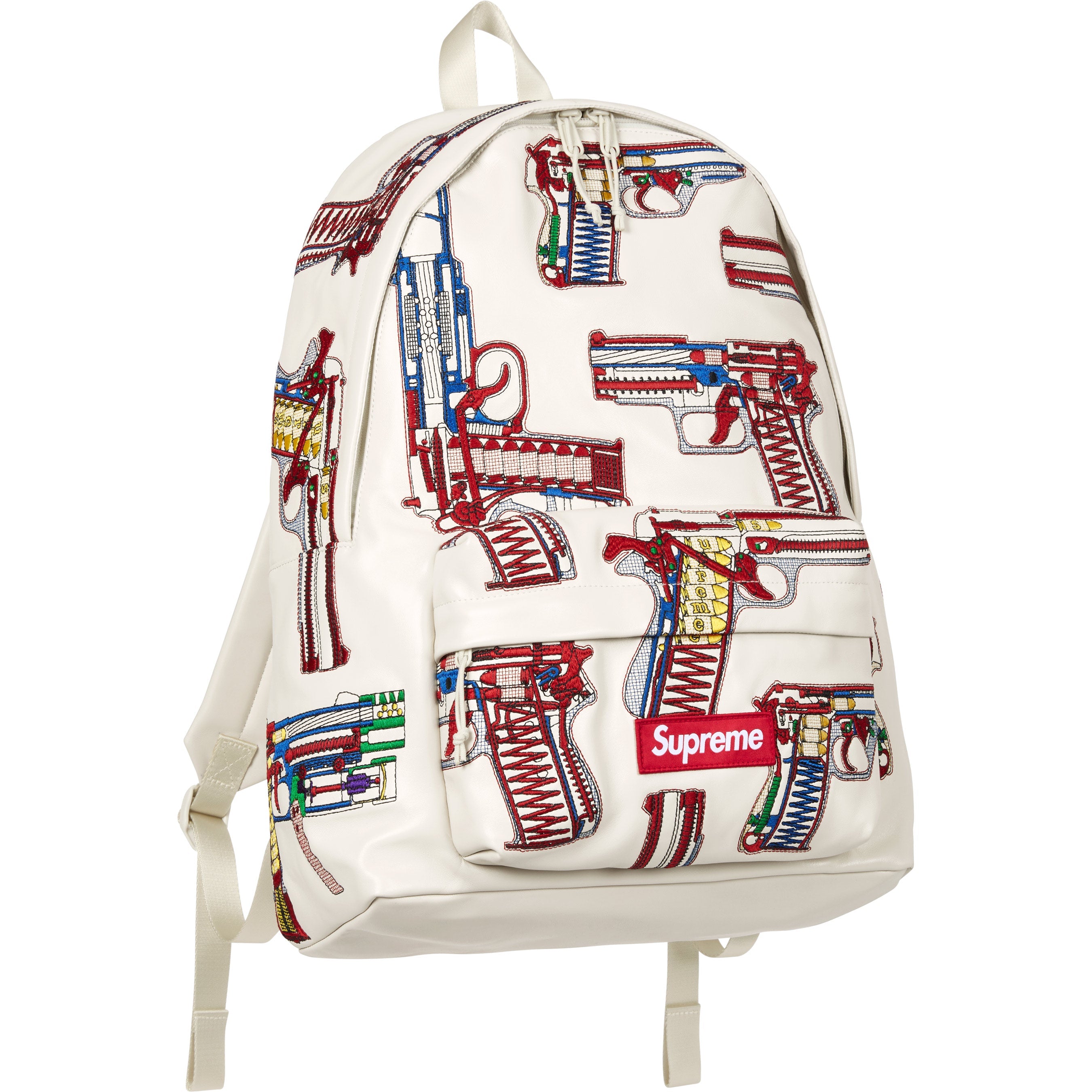 Guns Embroidered Leather Backpack view 10